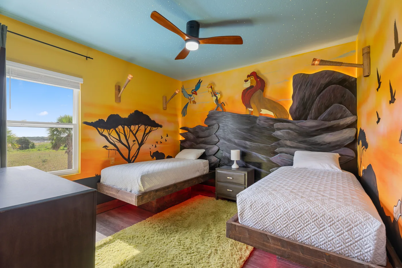 Safari themed kids bedroom photographed for a New York City real estate listing.